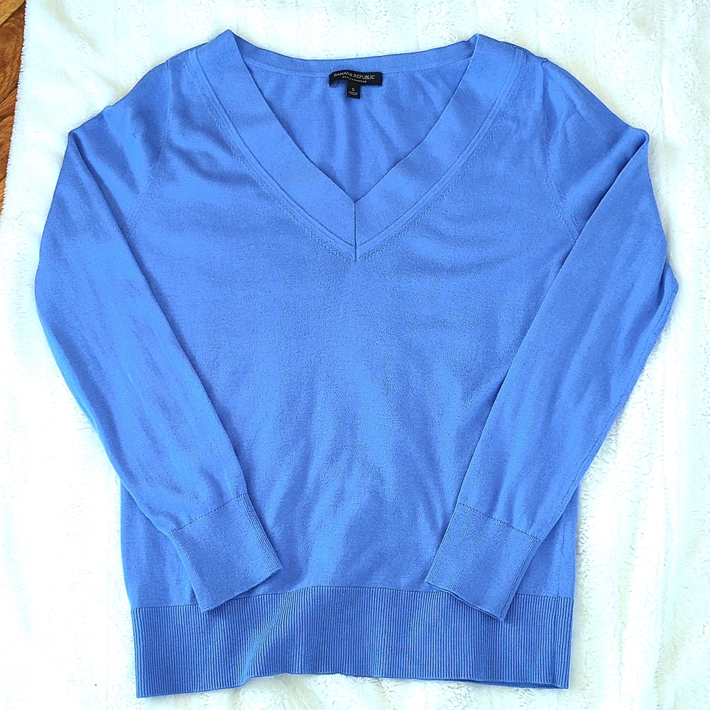 BANANA REPUBLIC Silk/Cashmere Sweater Small Blue